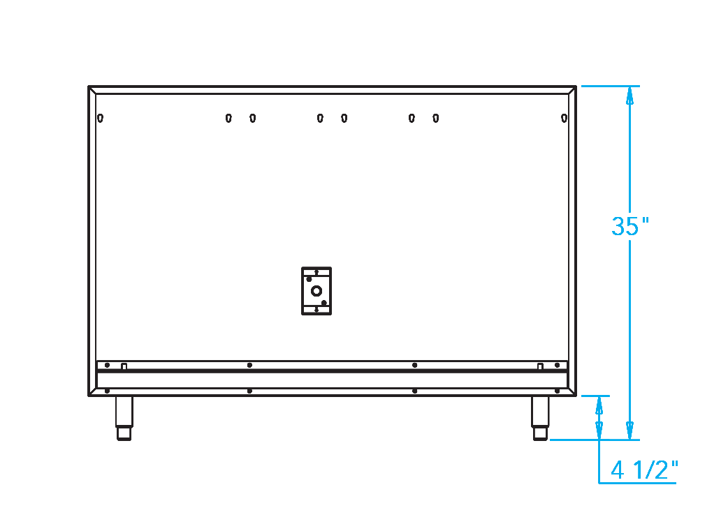 Arcadia 48-inch Appliance Back Panel Dimensions Image