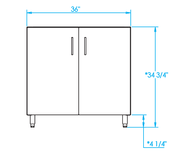 Signature 36-inch Sink Base Cabinet Dimensions Image