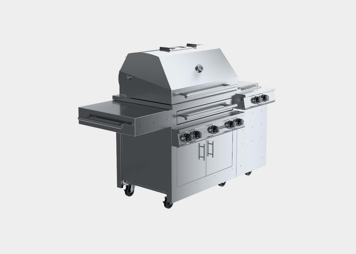 K750 Freestanding Hybrid Fire Grill with Side Burner