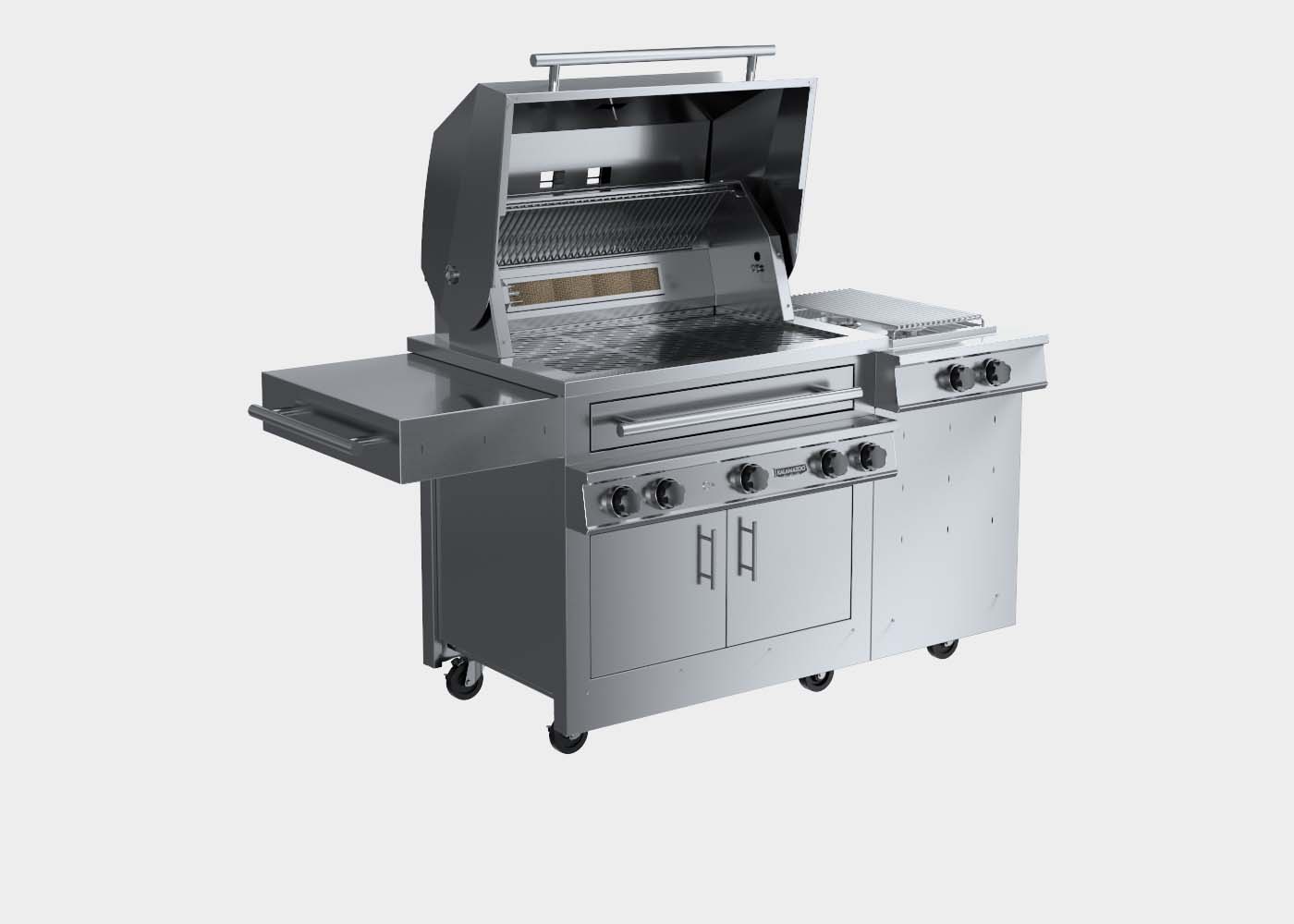 K750 Freestanding Hybrid Fire Grill with Side Burner