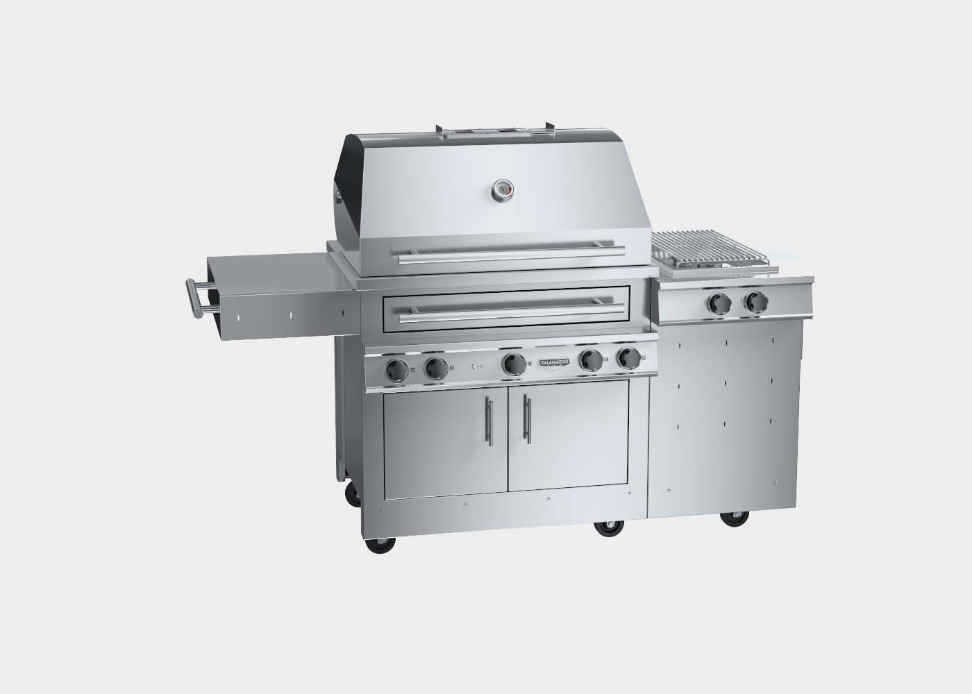 K750 Freestanding Hybrid Fire Grill with Side Burner | Kalamazoo