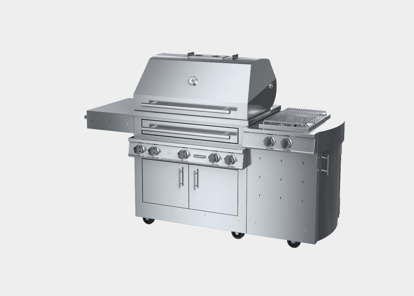 K750 Freestanding Hybrid Fire Grill with Side Burner