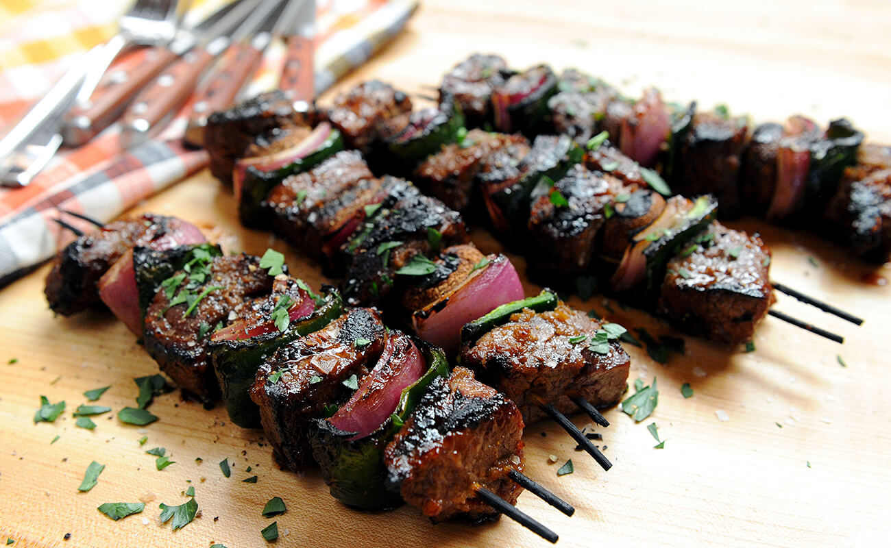 Bourbon Ginger Beef Kebabs
