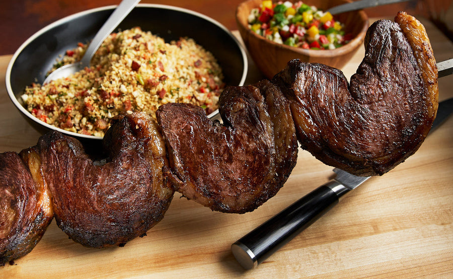 Picanha with Molho à Campanha and Farofa