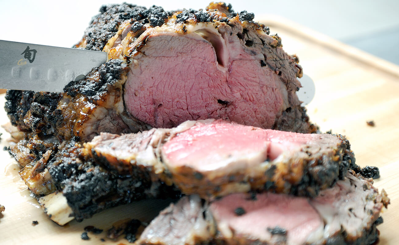 Charcoal Rotisserie Prime Rib with Horseradish Crust
