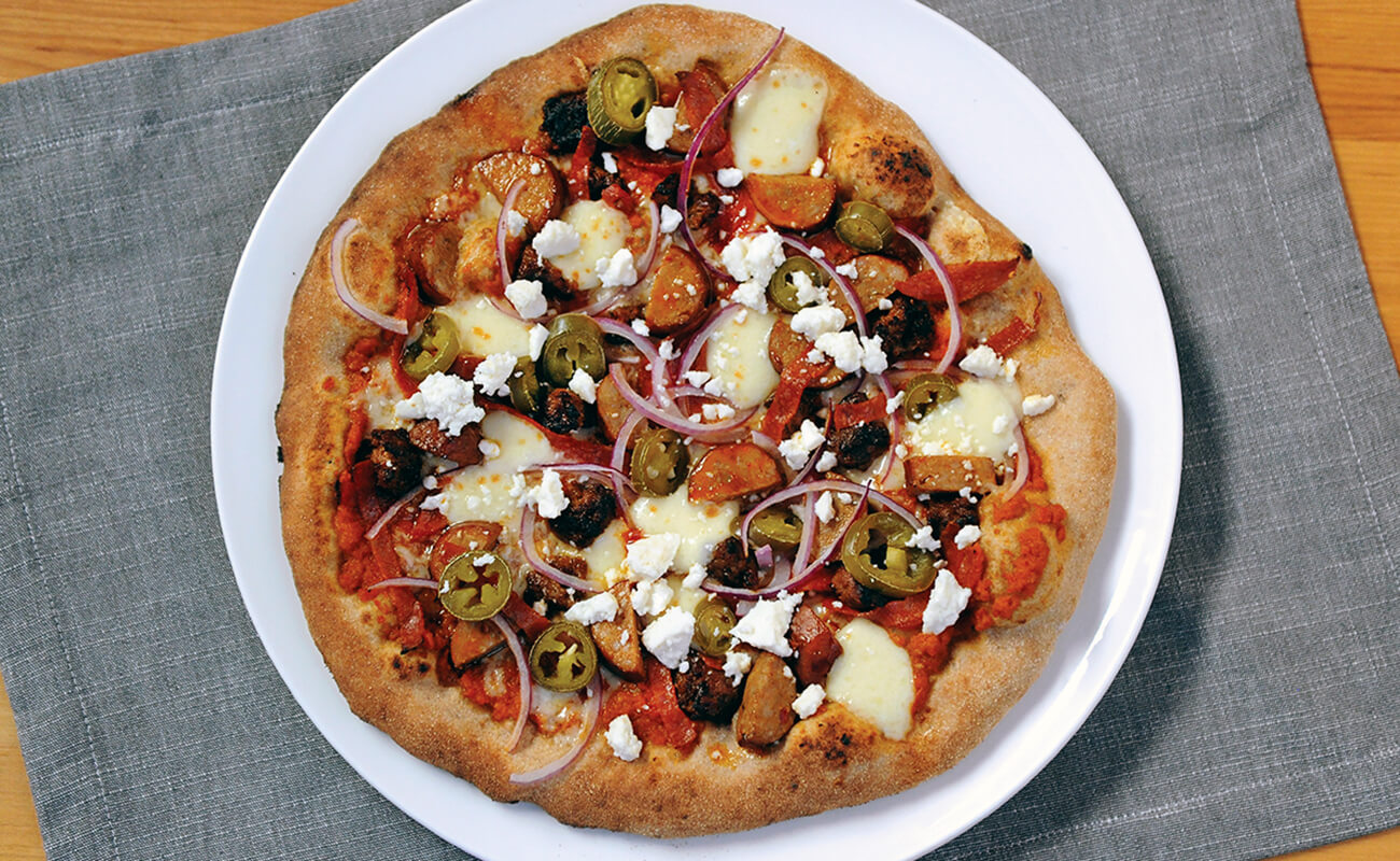 Fiery Four Sausages Pizza | Kalamazoo Outdoor Gourmet