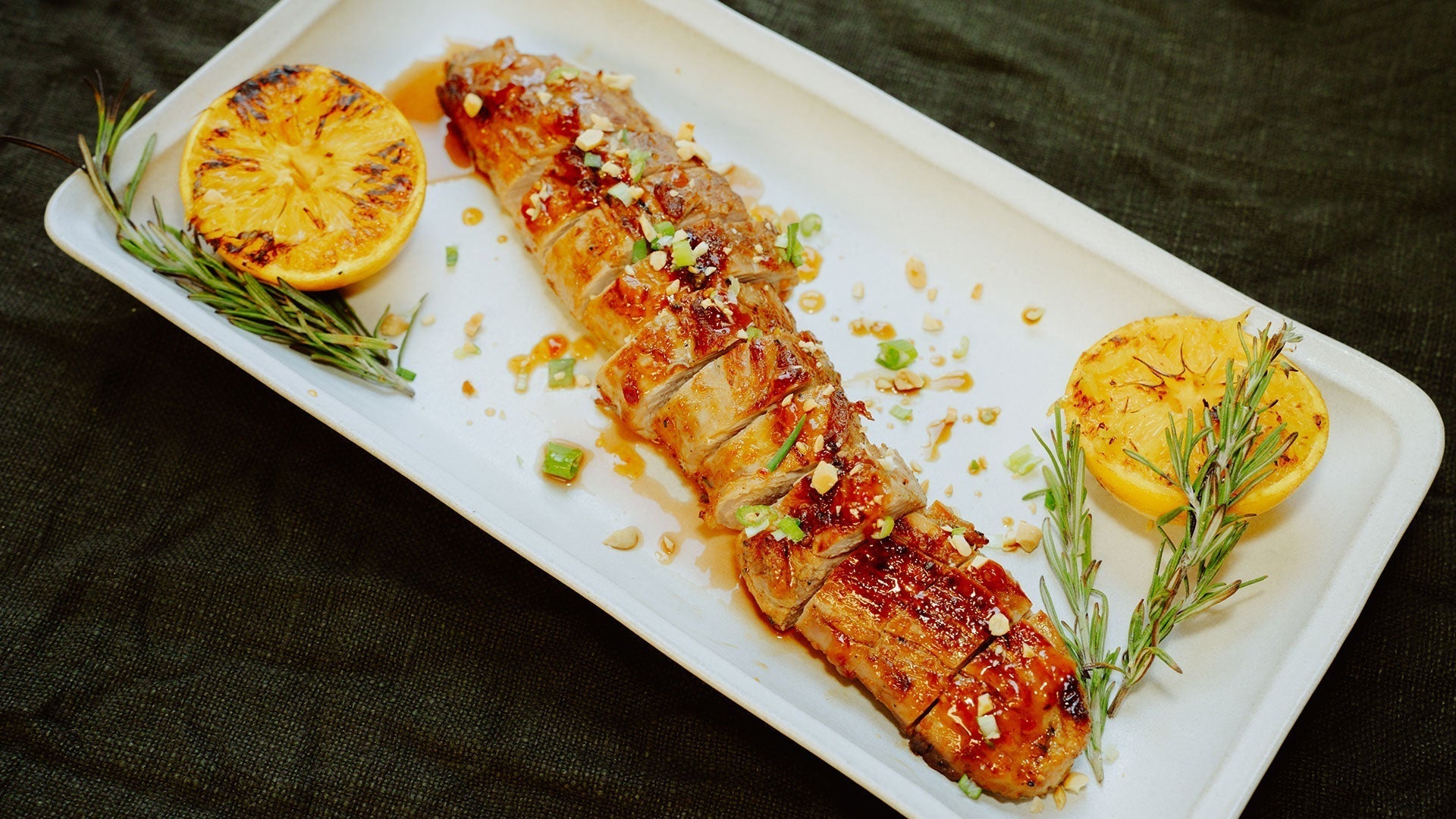 Orange Chipotle Rosemary Glazed Grilled Pork Tenderloin