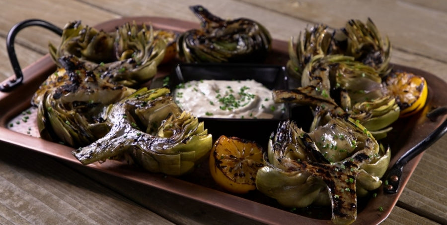 Wood-Grilled Artichokes with Cumin-Scented Aioli