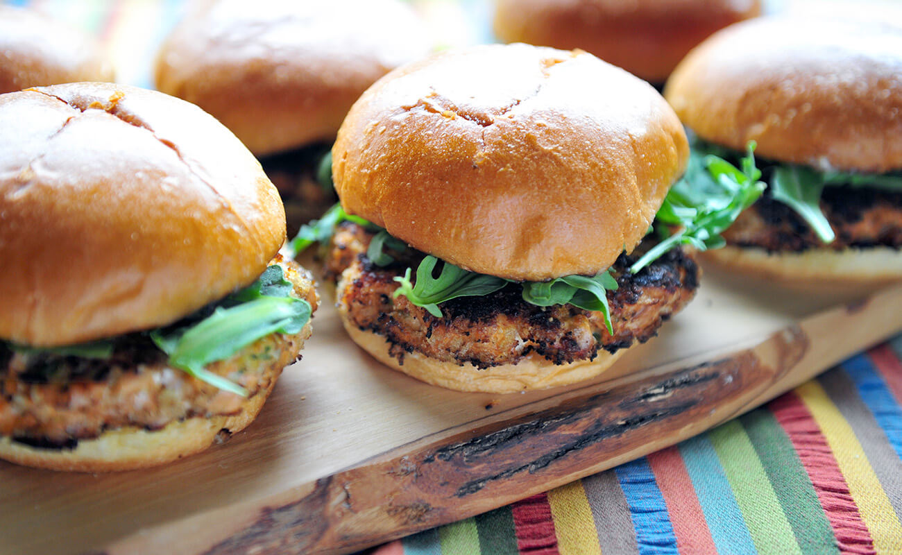 Chipotle Salmon Burgers with Cilantro Lime Cream
