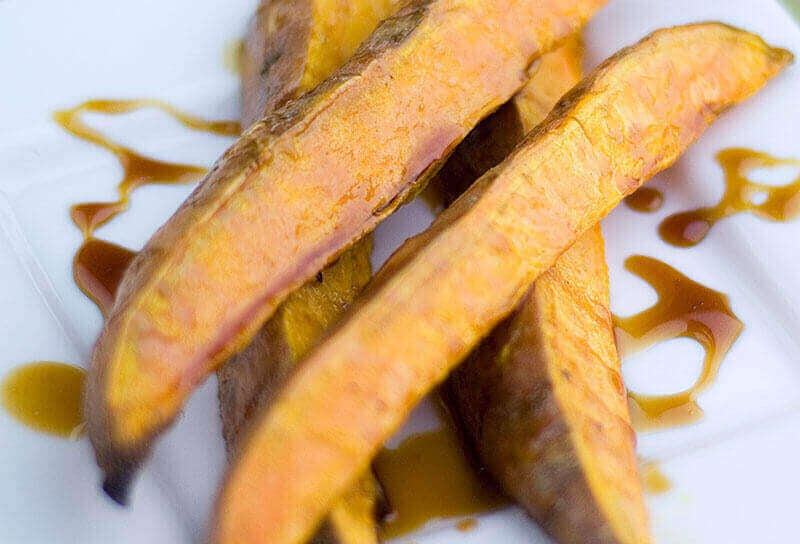 Grill-Roasted Sweet Potato Fries with Maple Soy Glaze