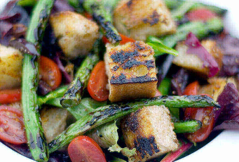 Grilled Bread and Green Bean Salad with Kalamata Olives