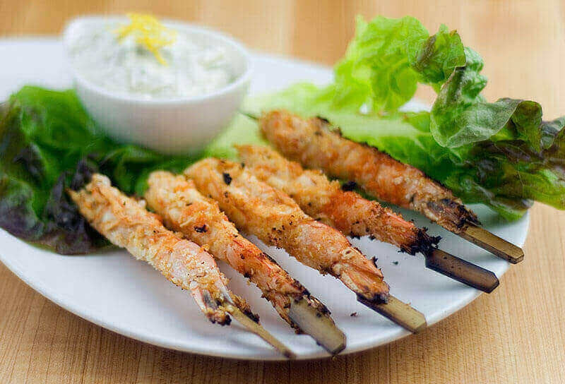 Grilled Buffalo Shrimp with Blue Cheese Dip