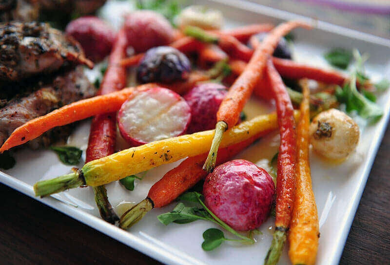 Roasted Carrots and Radishes with Meyer Lemon Sauce