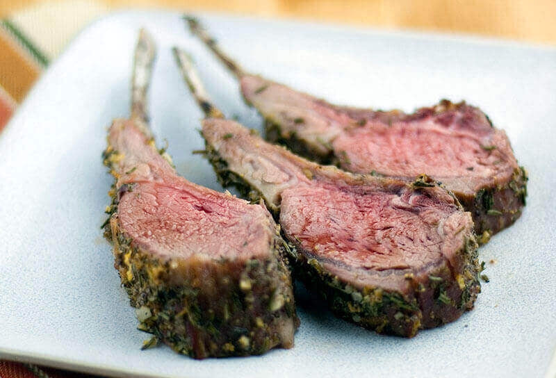 Smoke-Roasted Rack of Lamb with Garlic Rosemary Rub
