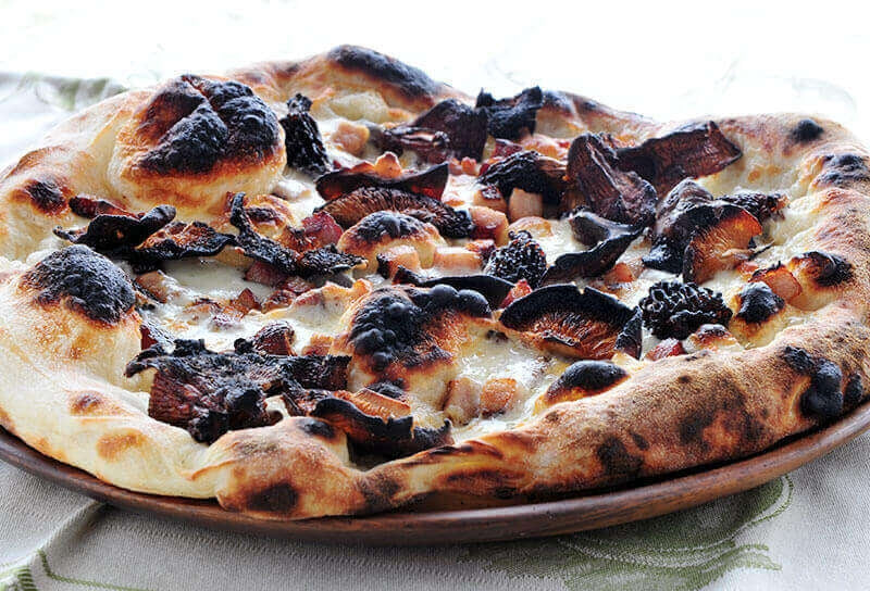 Roasted Mushroom and Bacon Pizza