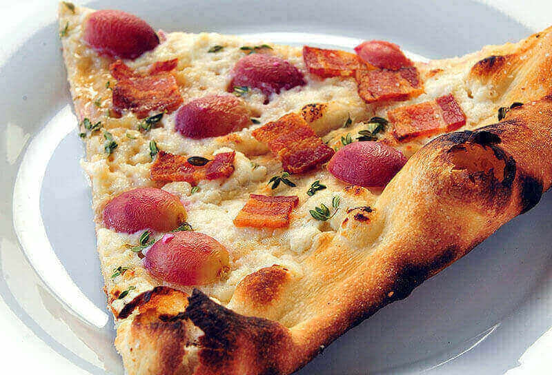 Grape and Ricotta Pizza with Thyme, Bacon and Honey