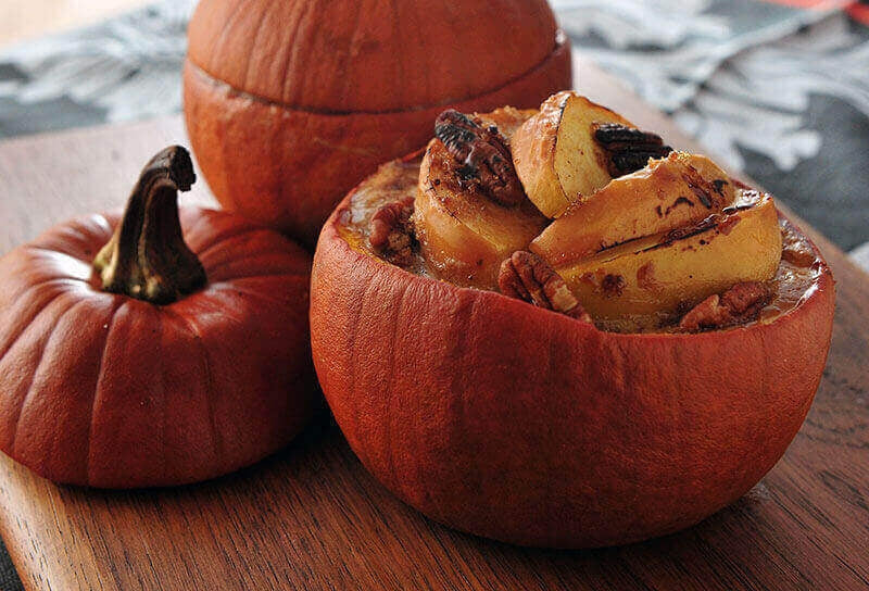 Roasted Apple Pies in Pumpkin Shells
