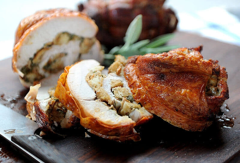 Rolled, Stuffed Turkey Breast and Thigh Roasts