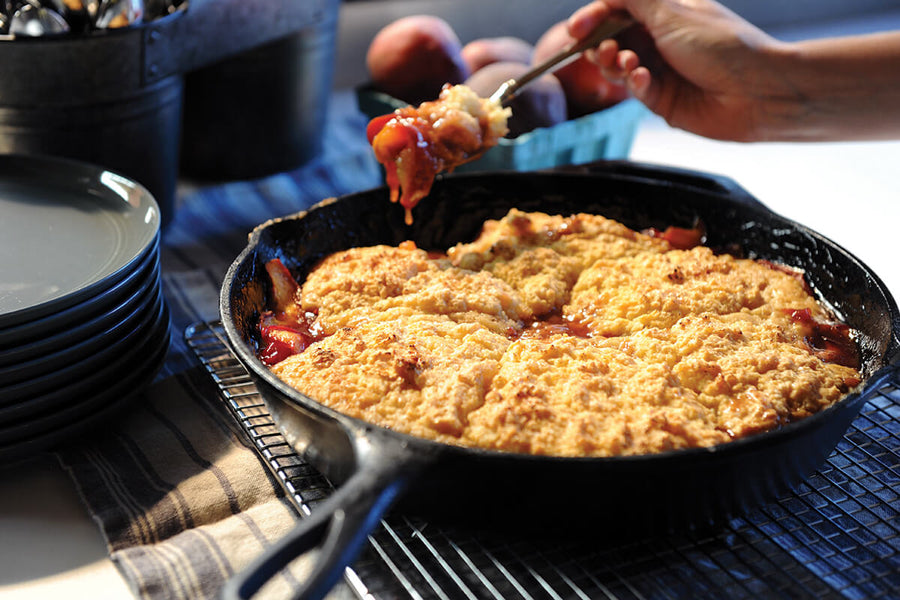 Smoky Bourbon Peach Cobbler
