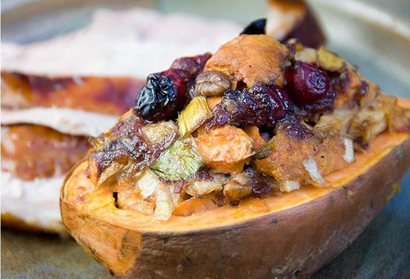 Sausage and Cranberry Stuffed Sweet Potatoes