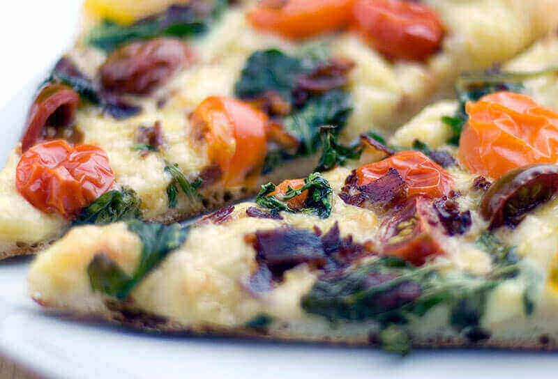 Rustic Pizza with Baby Arugula, Pancetta and Tomatoes