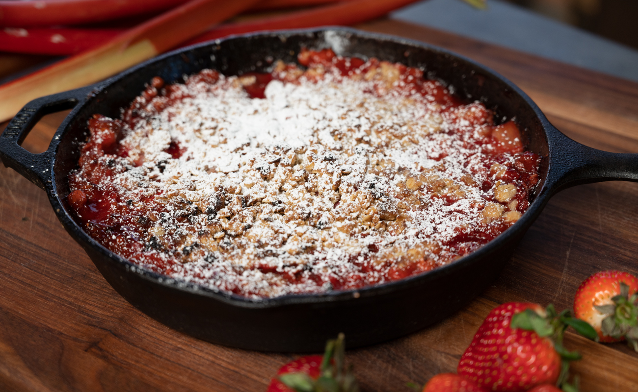 Image of Strawberry Rhubarb Crisp with Cardamom Orange Yogurt