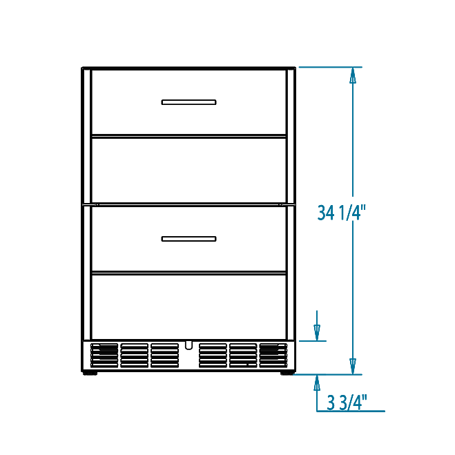 Arcadia 24-inch Outdoor Refrigerated Drawers Dimensions Image