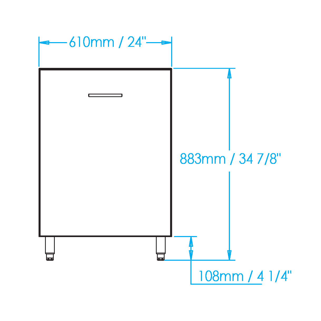 Signature 24-inch Pull-out Outdoor Waste & Recycling Cabinet Dimensions Image