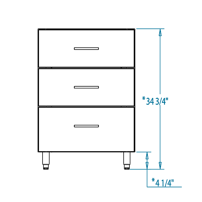 Signature 24-inch Outdoor Base Cabinet - 3 Drawers Dimensions Image