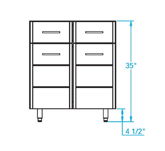 Arcadia 30-inch Storage Cabinets Dimensions Image