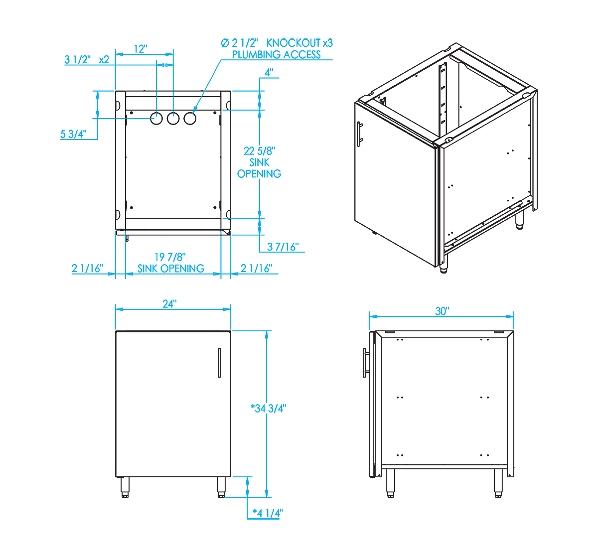 Signature 24 Inch Sink Base Cabinet 1 Door Sink Faucet Not   Signature Sink Cabinet K SNK 24 Expanded (1) 