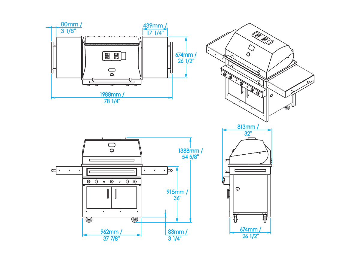 K750 Freestanding Hybrid Fire Grill Kalamazoo Outdoor Gourmet