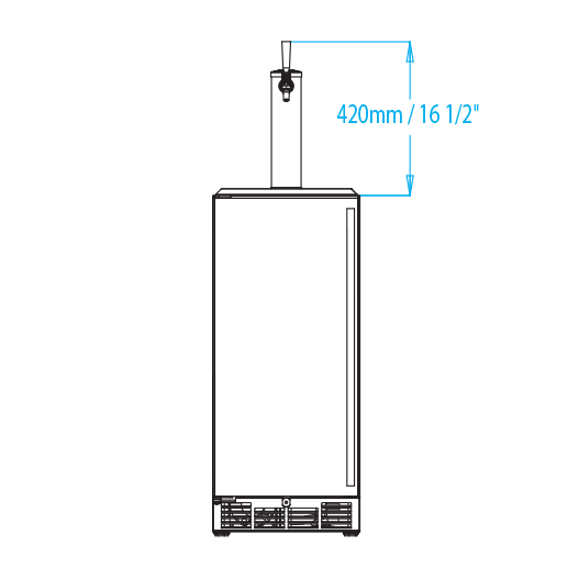 Signature 15-inch Outdoor Refrigerated Keg Tapper Dimensions Image
