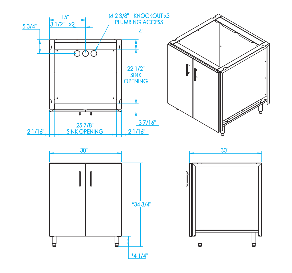 Signature 30inch Sink Base 2 Doors (sink & faucet not