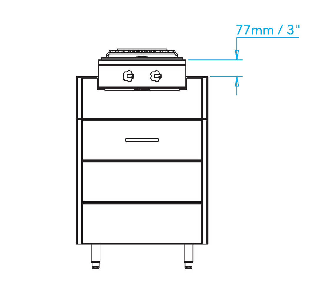 Arcadia 24-inch Cooktop Cabinet Dimensions Image