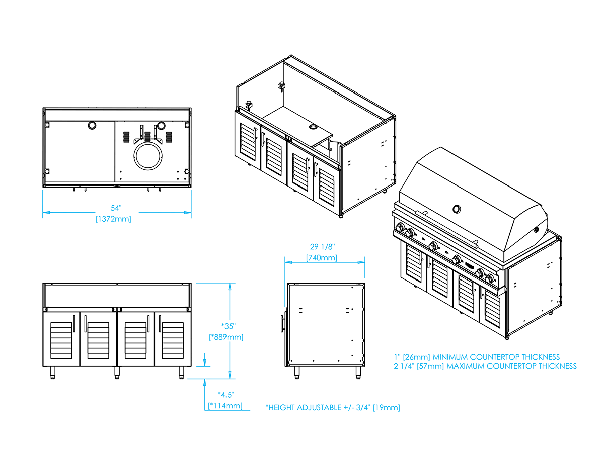 KDBC54LVP Echo Gas Grill Base with Louvered Doors Kalamazoo