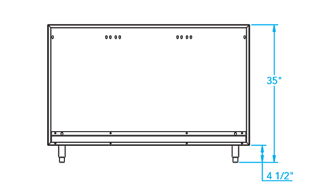 Arcadia K1000HB Grill Back Panel Dimensions Image