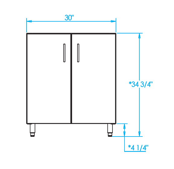 Signature 30-inch Sink Base Cabinet Dimensions Image