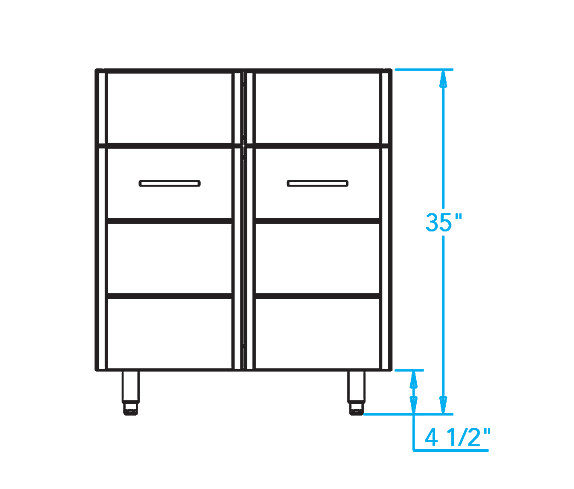 Arcadia 30-inch Sink Base Cabinet Dimensions Image