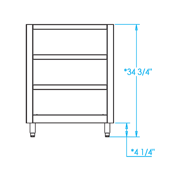 Signature 27-inch Open Shelf Cabinet Dimensions Image