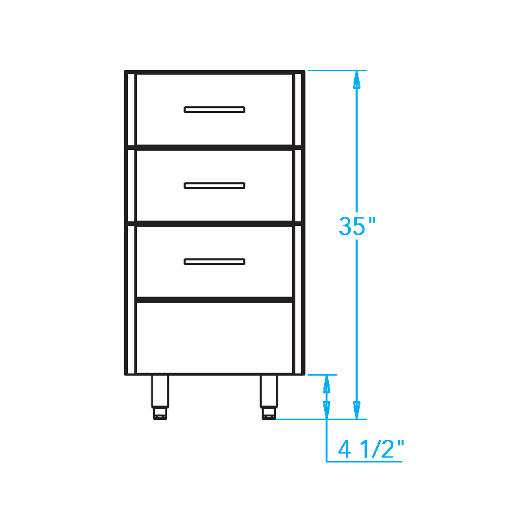 Arcadia 18-inch Three Drawer Storage Cabinet Dimensions Image