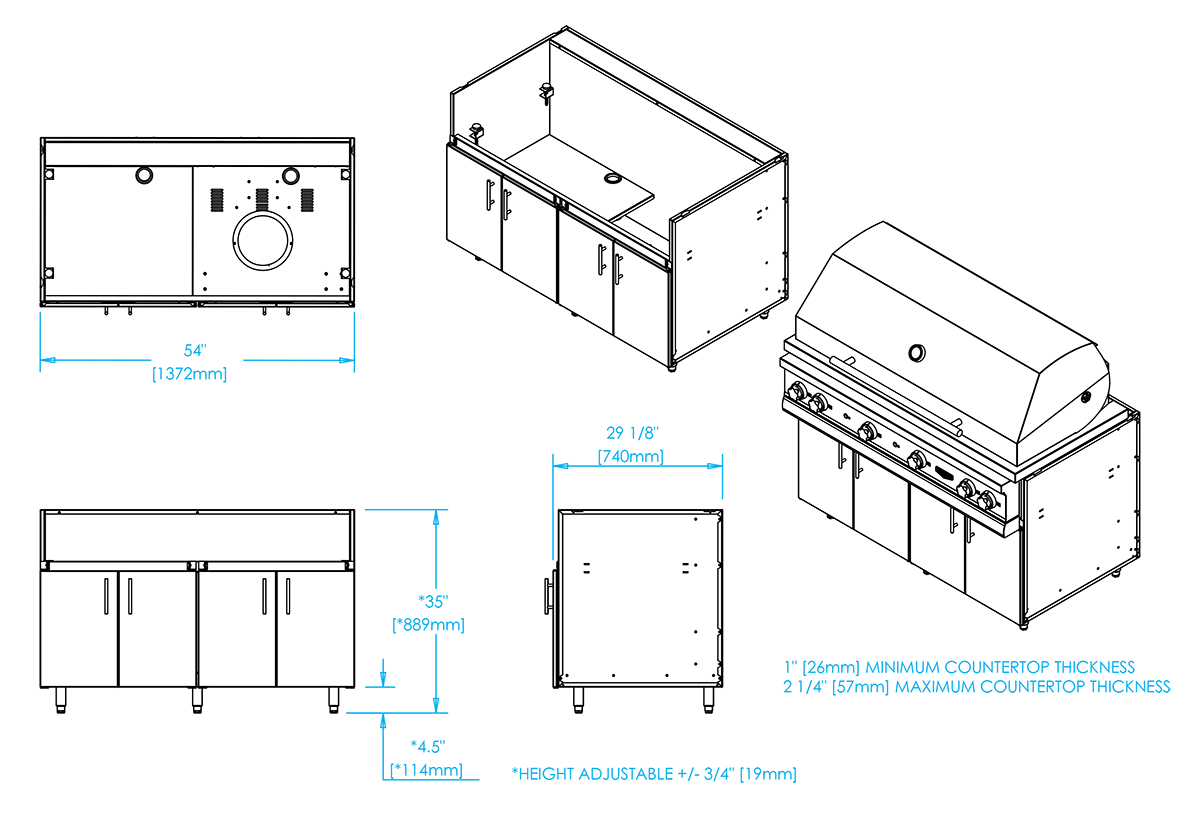 KDBC54BLK Echo Gas Grill Base Kalamazoo Outdoor Gourmet