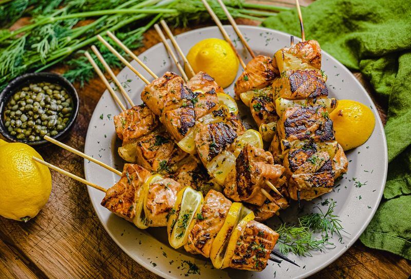 Citrus Salmon Kebabs with Dill