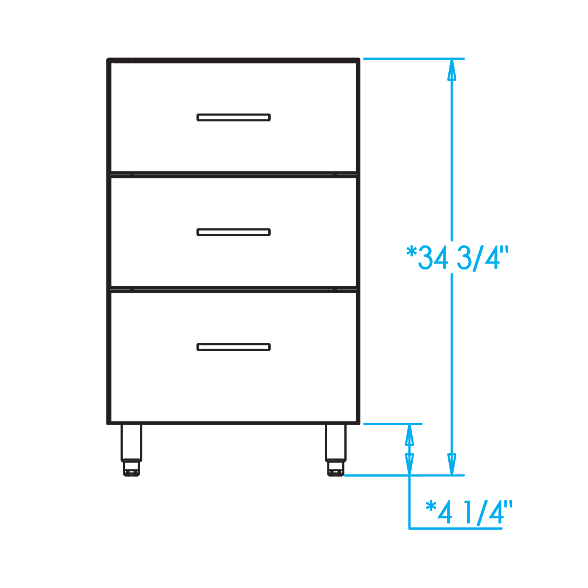 Signature 21-inch Outdoor Base Cabinet - 3 Drawers Dimensions Image