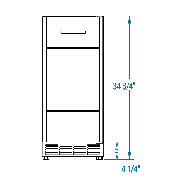 Arcadia 15-inch Outdoor Refrigerator Dimensions Image