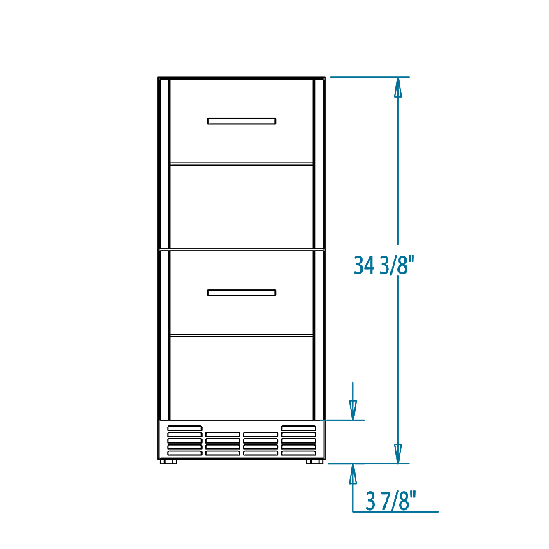 Arcadia 15-inch Outdoor Refrigerated Drawers Dimensions Image