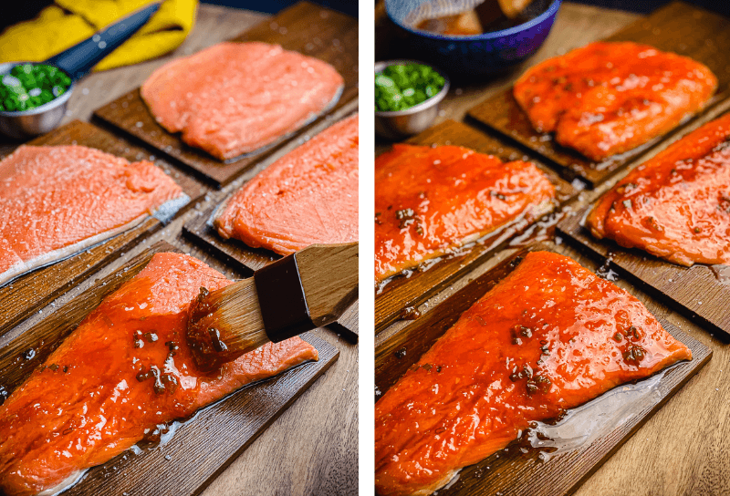 Honey Sriracha Cedar Planked Salmon