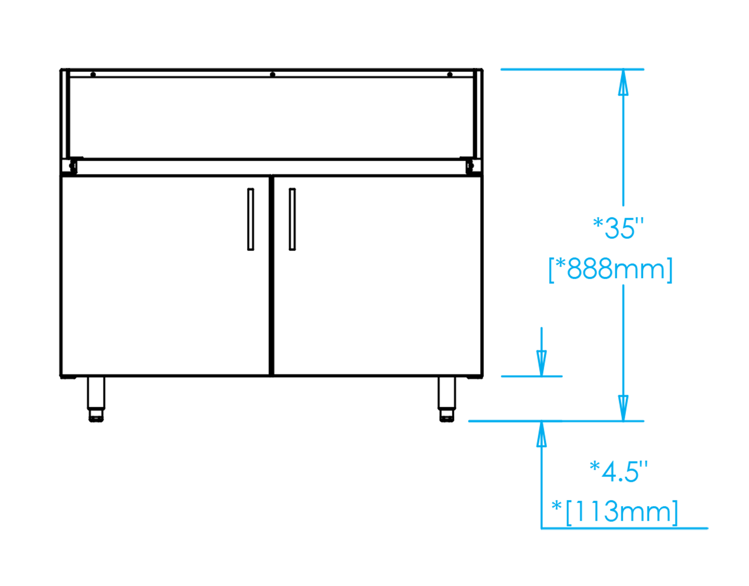 K-DBC42-BLK Echo Gas Grill Base Cabinet Dimensions Image