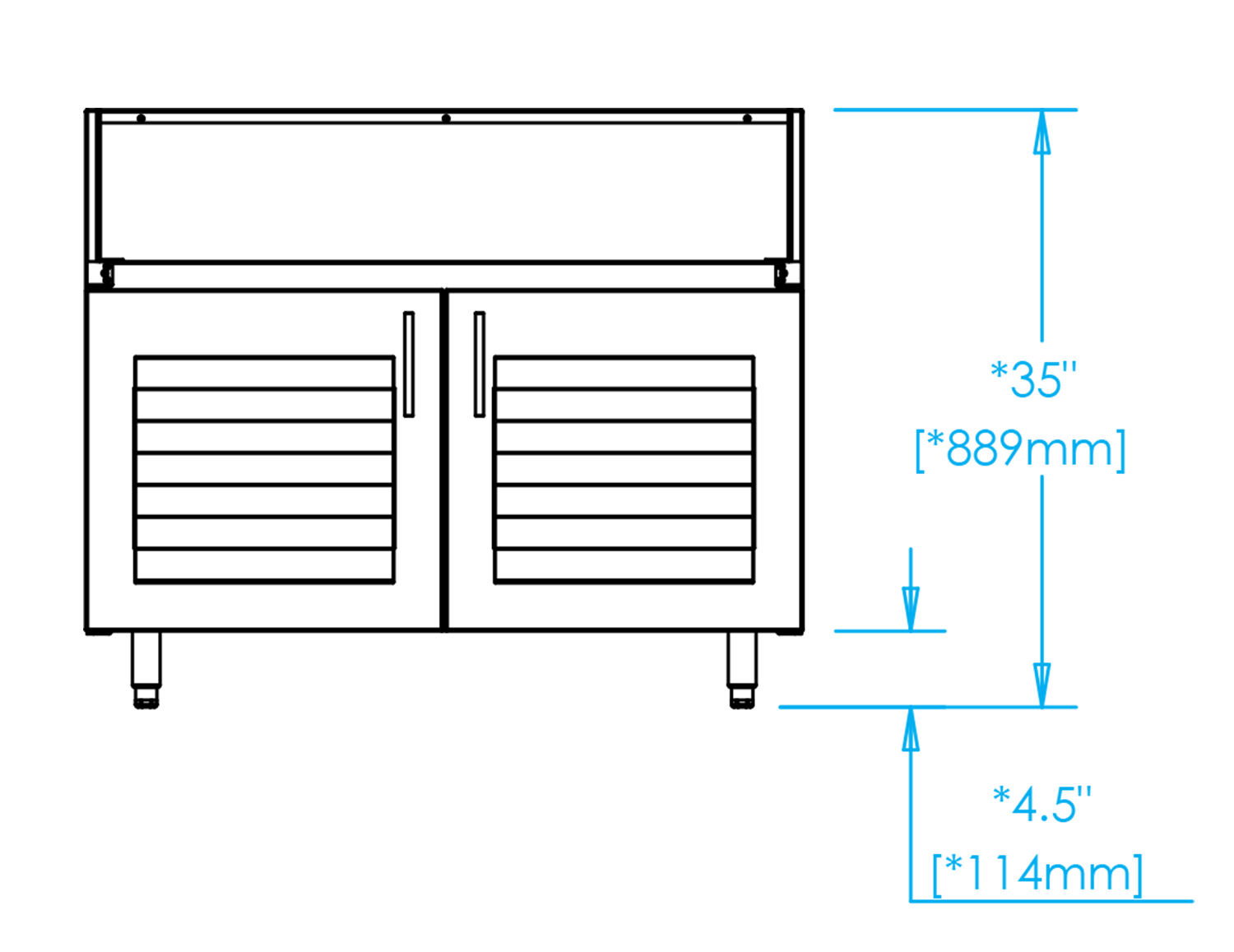 K-DBC42-LVP Echo Gas Grill Base Cabinet with Louvered Doors Dimensions Image