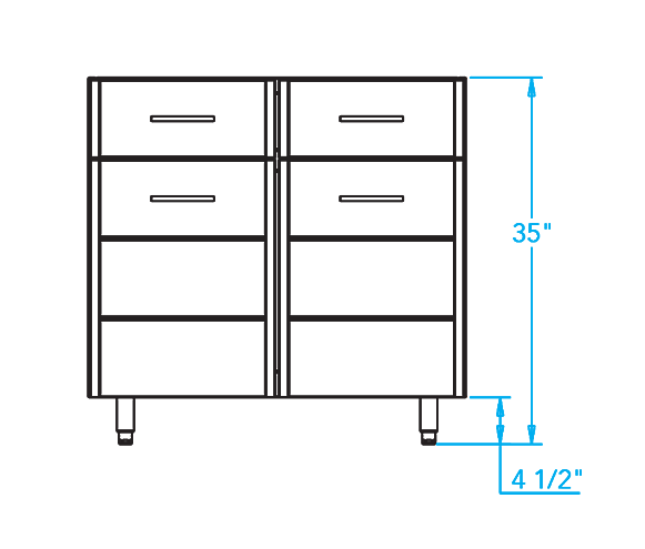 Arcadia 36-inch Storage Cabinets Dimensions Image